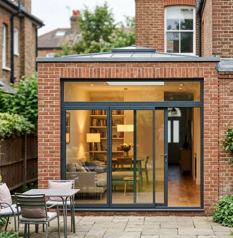 Contemporary extension interior connecting to the garden