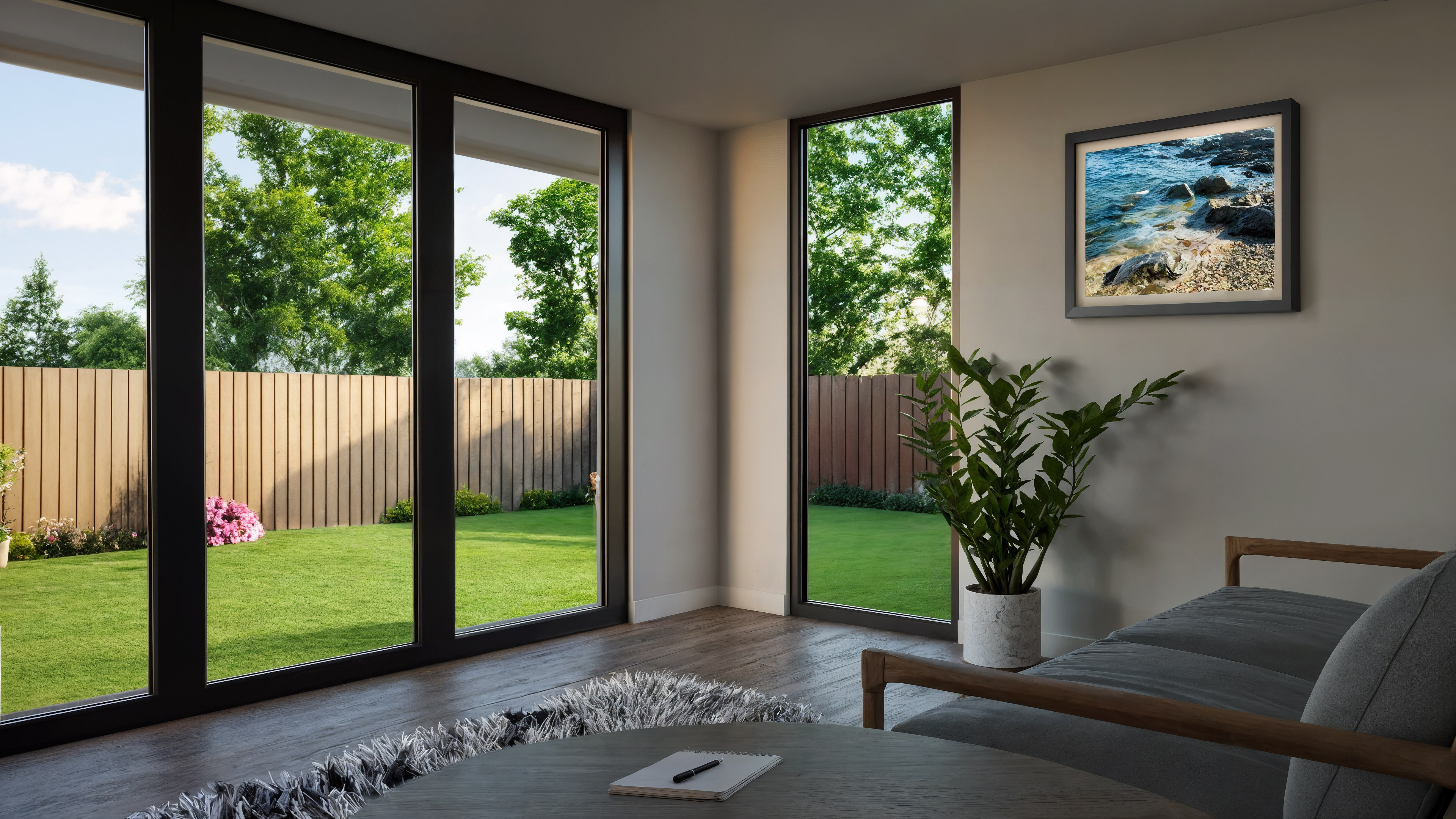 Compact garden room interior with a bright daytime layout