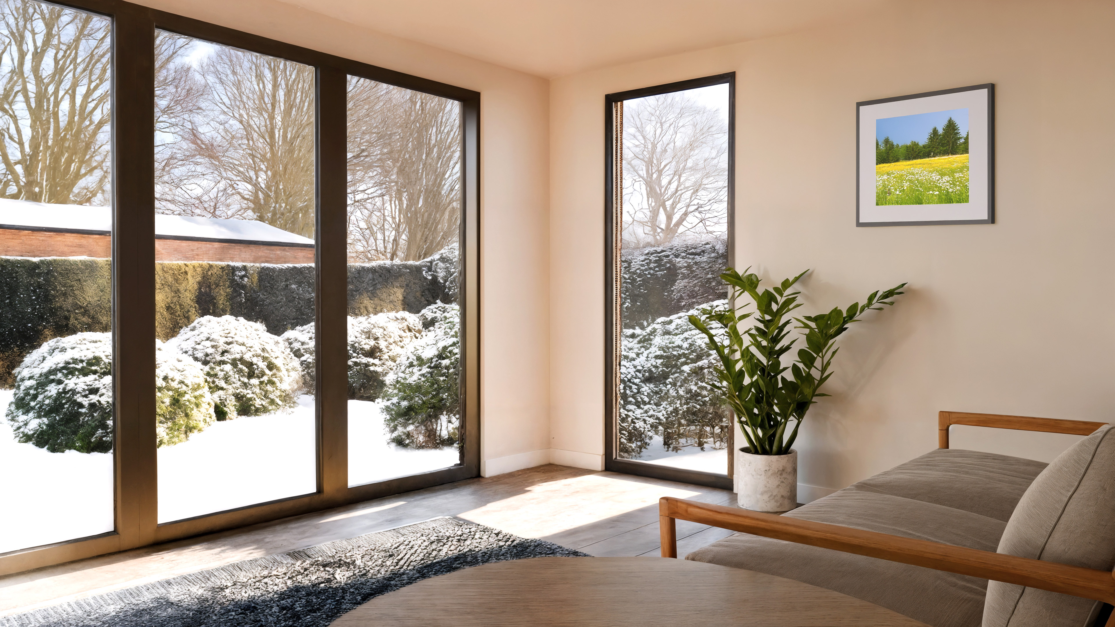 Large garden room interior shown for year-round use