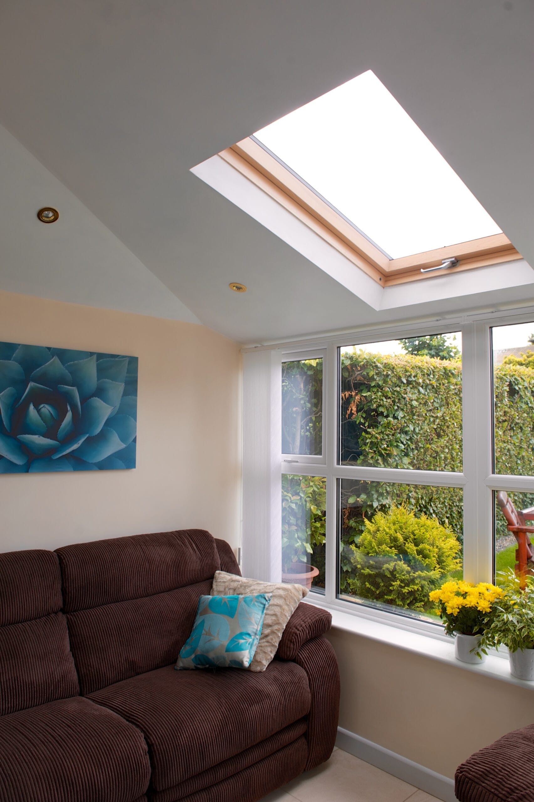 Finished conservatory roof conversion and bright interior