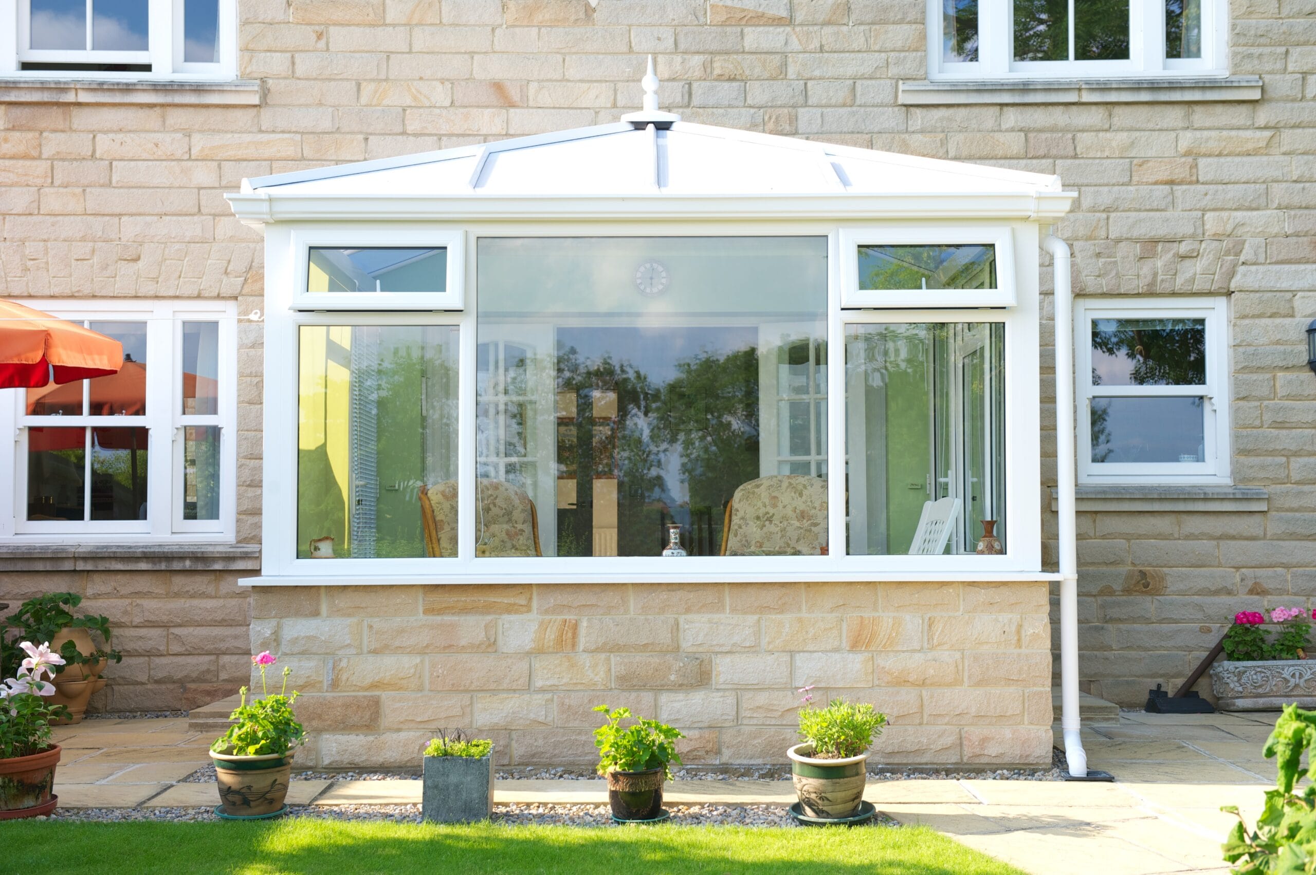 Conservatory detail showing roof form and glazing